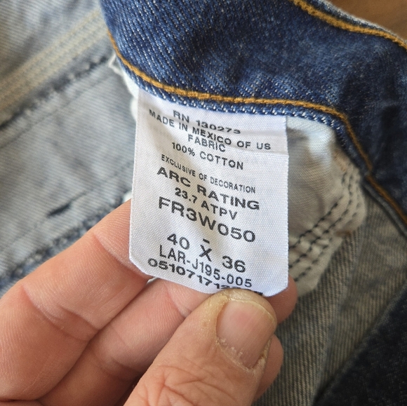 Wrangler FR Mens Blue Jeans size 40x34 Flame Resistant Work Denim Pants - Picture 5 of 8